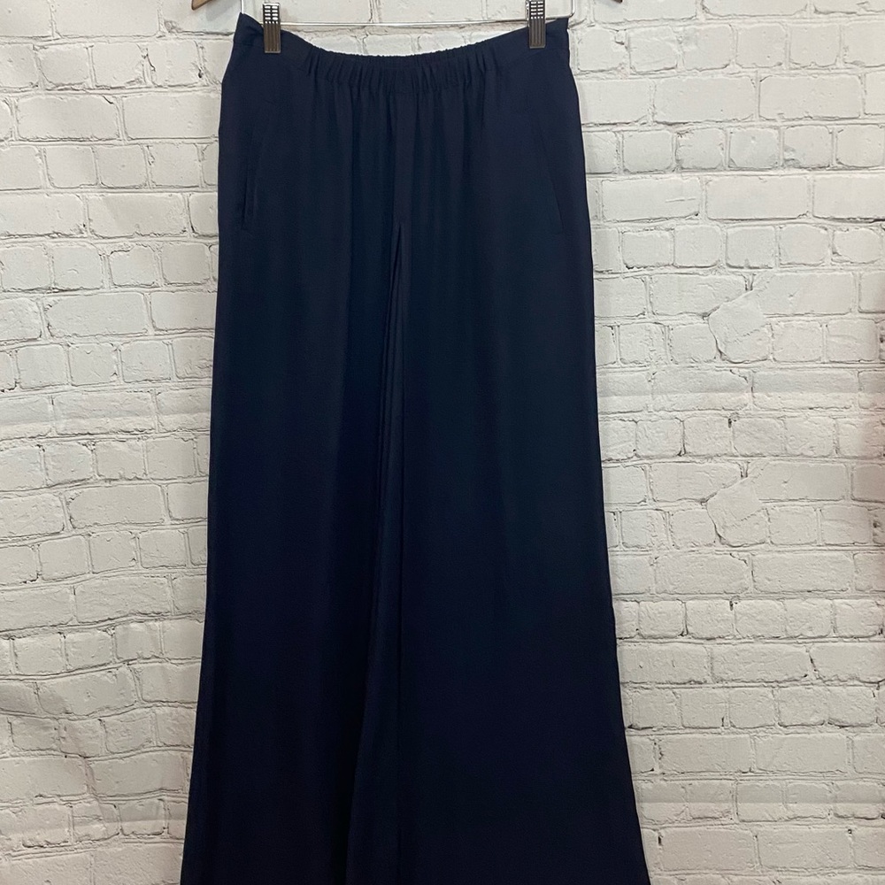 Zara Basic Navy Flowy Pants - image 1